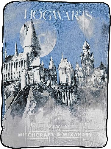 Northwest Harry Potter Micro Raschel Throw Blanket, 46' x 60', Witchcraft and Wizardry