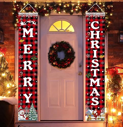 Christmas Decorations Merry Christmas Banner Xmas Porch Door Sign Welcome Banner For Indoor Outdoor Wall Christmas Decorations Indoor Outdoor
