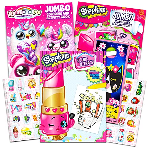 Shopkins Ultimate Coloring and Activity Book Set -- 3 Jumbo Coloring Books with Shopkins Stickers and Bonus Door Hanger