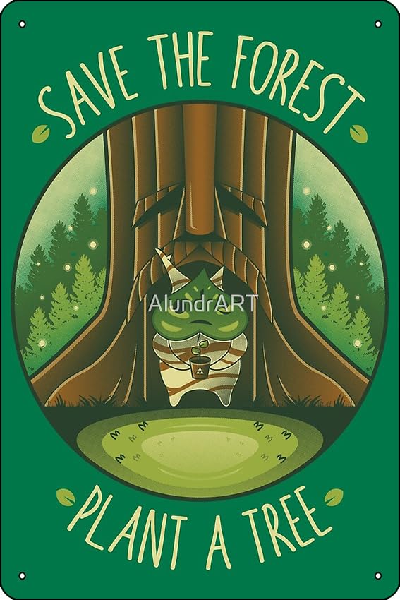 Save the Forest - Plant a Tree Print 8 x 12 Inch Funny Metal Tin Sign Game Room Man Cave Wall Decor