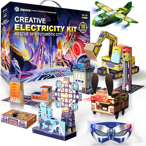 Japace Electricity Science Kits for Kids Age 8-10-12-14, 10 STEM Projects, Electric Circuits Activities, Physics Lab Experiments for Learning & Education, Christmas Birthday Gifts for 8+ Boys Girls