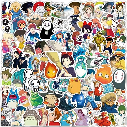 100PCS Cartoon Anime Miyazaki Hayao Stickers for Laptop,Studio Ghibli Anime Vinyl Movie Stickers for Water Bottle, Phone，Hard Hat，Skateboard，Scrapbooking，Gifts for Kids/Adults