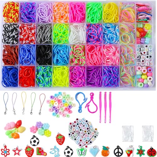 JIYAKO 2500+ Rubber Band Bracelet Kit, Loom Bracelet Making Kit for Kids, Rubber Bands Refill Loom Set, Loom Bands Kit,Friendship Bracelet Girls Creativity Birthday Gift Kits