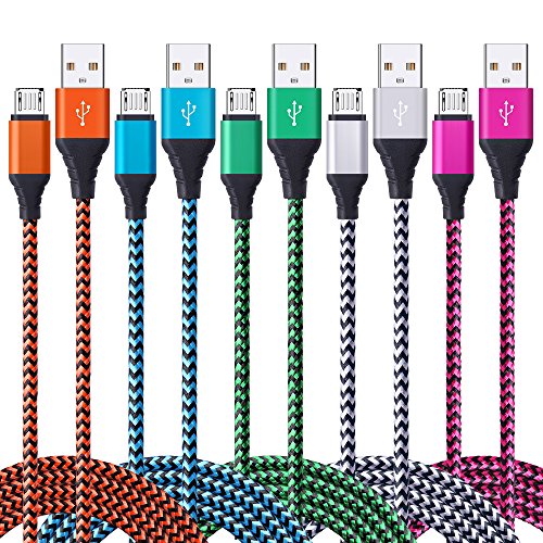 OrSunday Micro USB Cable, 5 Packs 6ft Braided USB 2.0 Android Charger Fast Charging Data Sync Phone Cord for Nokia 6 Nokia Lumia, Tablet