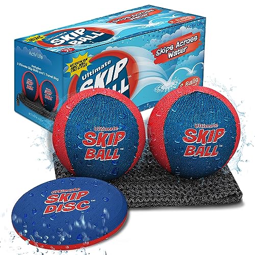 Activ Life Ultimate Skip Ball, Red/Blue (with Skip Disc), Fun Water Beach Toys, Swimming Pool Games for Adults and Family, Best Christmas Stocking Stuffers for Kids Ages 8-12, Top Teen Boys Gifts