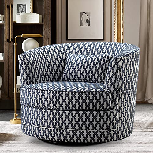 Rosevera Cecilia Furniture Living Reading Arm Comfy Bedroom Swivel Accent Room Chair, Standard, Classic Navy
