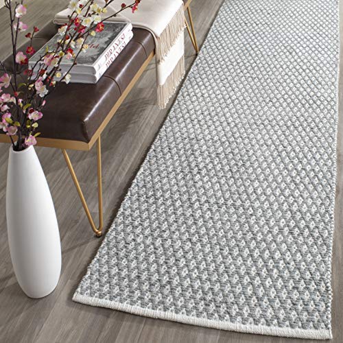 SAFAVIEH Boston Collection 2'3' x 7' Grey BOS685E Handmade Flatweave Cotton Runner Rug