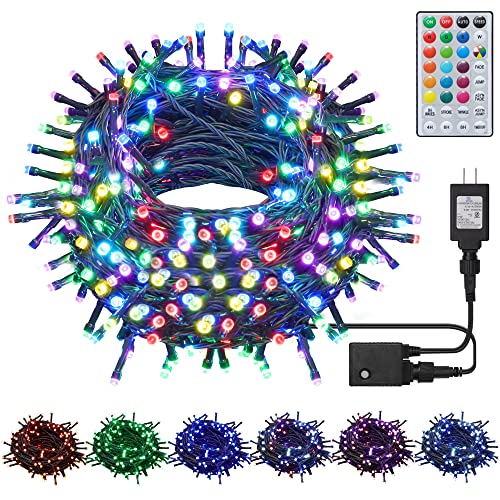 HOME LIGHTING 66ft Christmas Decorative Mini Lights, 200 LED 20 Colors RGB Changing 7 Functional Green Wire Fairy Halloween Lights with Remote Timer, Plug in Indoor Outdoor Xmas Wedding Party Decor