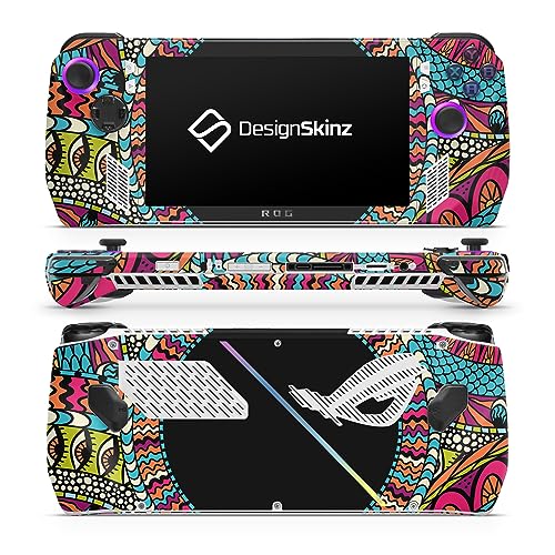DesignSkinz - Compatible with Asus Rog Ally - PC Skin Decal Protective Scratch Resistant Vinyl Wrap Gaming Cover - Vector Colored Aztec Pattern with Black Connect Point