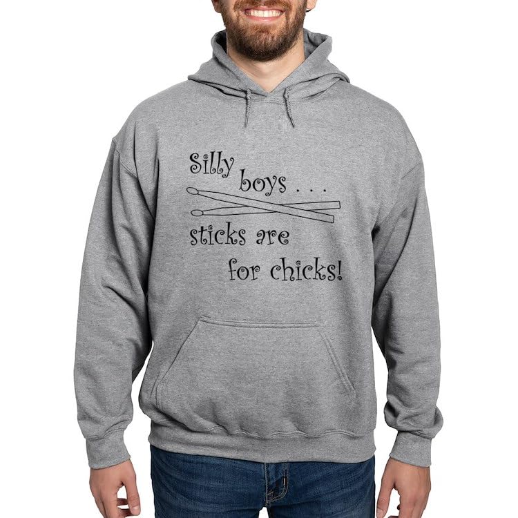 CafePress Sticks Are For Chicks Hooded Sweatshirt Pullover Hoodie, Classic & Comfortable Hooded Sweatshirt Graphite Gray