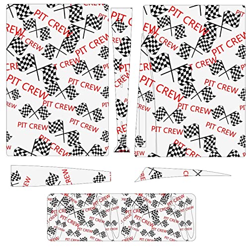 Racing Car Pit Crew Checkered Flag Slim Skin Protective Cover Sticker for P-S-5 Disc Edition Console and Wireless Controller