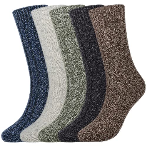 Jeasona Womens Wool Socks Thick Warm Winter Vintage Knit Gifts (Multicolored Dark)
