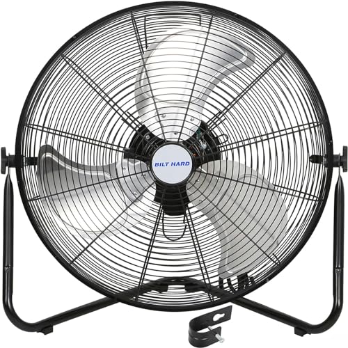 BILT HARD 20' High Velocity Floor Fan, 4600 CFM 3-Speed Industrial Shop Fan with Wall-Mounting System, Heavy Duty Metal Fan for Workshop, Garage and Warehouse