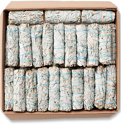 JL Local 20 White Sage Smudge Sticks 4-Inch Sustainably Grown, Intended for Personal Spiritual Growth, Stress Relief and Smudging ~ Smoke Cleansing ~ Wholesale/Bulk Sage