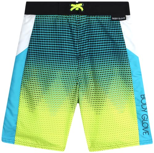 Body Glove Boys' Swim Trunks - UPF 50+ Quick-Dry Board Shorts Bathing Suit (Size: 8-18), Size 10-12, Turquoise Green Dots