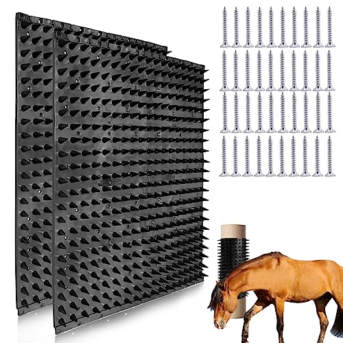 Hlimior 2 Pack Equine Bovine Massage Brush Kit - Itchin Post Pad，Stall Corner Scratcher- Equine Scratcher，Soft Touch Itch Post Pad- Animal Safe Scratchers for Satisfying Itch Relief