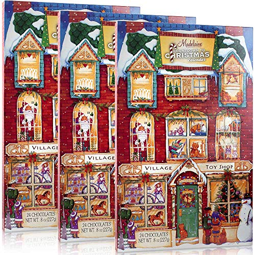 Madelaine Chocolate Village Toy Shop Countdown To Christmas Advent Calendar, Filled With 24 Premium Milk Chocolates – 3 Pack, 8oz each