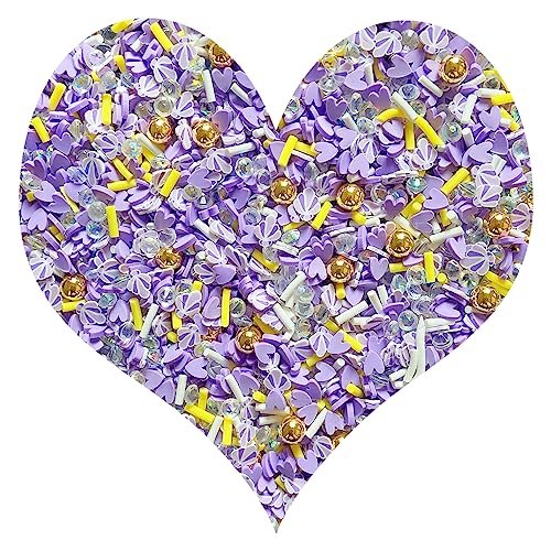 EHOPE Fake Sprinkles Clay Sprinkles Resin Sprinkles Polymer Clay Slices Nail Art Slices for Nail Art DIY Crafts Phone Case(40G-Purple Shell+Purple Heart-40)
