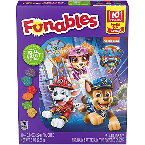 Funables Fruit Snacks, Paw Patrol Shaped Fruit Flavored Snacks, Pack of 10 0.8 ounce Pouches