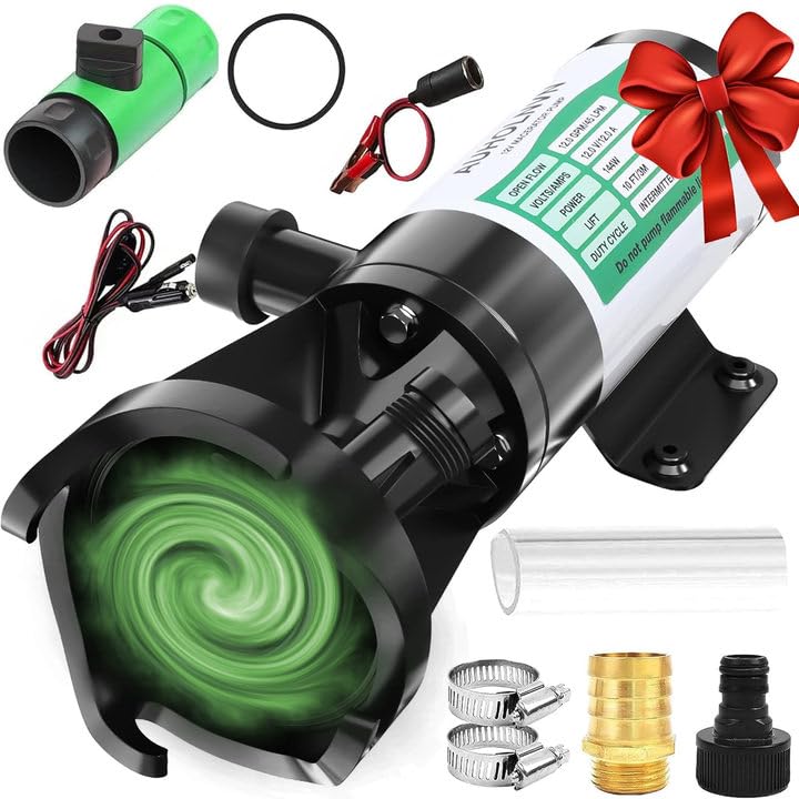 12V RV Portable Macerator Waste Pump for Sewage, 12GPM Suction 3.2 feet Lift 10 feet, RV Waste Pump, RV Sewage Pumpfor RV Waste Processing