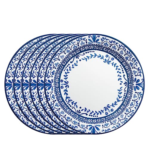 Corelle Vitrelle 6 PIECE Dinner Plates Set, Triple Layer Glass and Chip Resistant, Lightweight Round Plates, Portofino