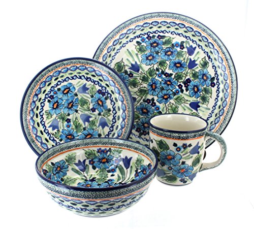 Blue Rose Polish Pottery Ballina 16 Piece Dinnerware Set
