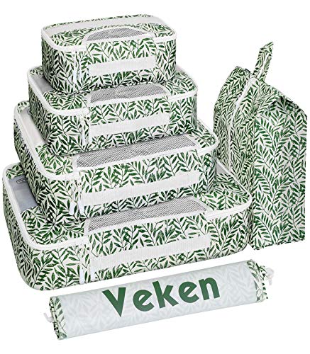 Veken 6 Set Packing Cubes for Suitcases, Travel Organizer Bags for Carry on Luggage, Suitcase Organizer Bags Set for Travel Essentials Travel Accessories in 4 Sizes(Extra Large, Large, Medium, Small)