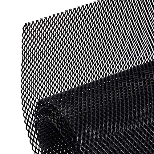 AggAuto Universal 40'x13' Car Grill Mesh - 100x33cm Aluminum Alloy Automotive Grille Insert Bumper 3x6mm Rhombic Hole, One of the Most Multifunctional Shape Grids Black