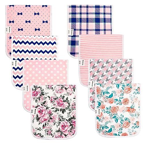 Benoxine Ultra-Soft Baby Burp Cloths Absorbent, Large Size, Cotton,Adorable Designs Perfect for Boys and Girls 8-Pack