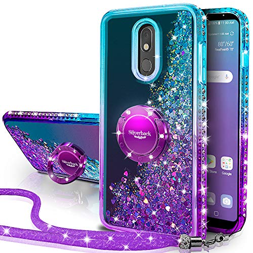Silverback Compatible for LG Stylo 5 Case, LG Stylo 5 Glitter Case, Moving Liquid Holographic Glitter Case with Kickstand, Bling Diamond Ring Stand Slim LG Stylo 5/5V Case for Girls Women -Purple