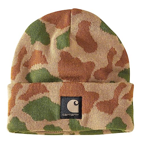 Carhartt Men's Knit Camo Beanie, Dark Khaki Duck Camo2