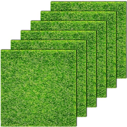KISEER 6 Pack Fairy Garden Grass 6 x 6 Inches Miniature Artificial Craft Grass for Dollhouse Ornament DIY Decoration