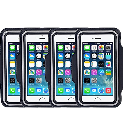 [4 Pack]Armband for iPhone 6 Plus iPhone 6S Plus iPhone 6/6S Galaxy S5/S6 Plus S7 CaseHigh Shop Sports Running & Exercise Gym Sportband (5.5-Inch) Defender with Key Holder (Black)