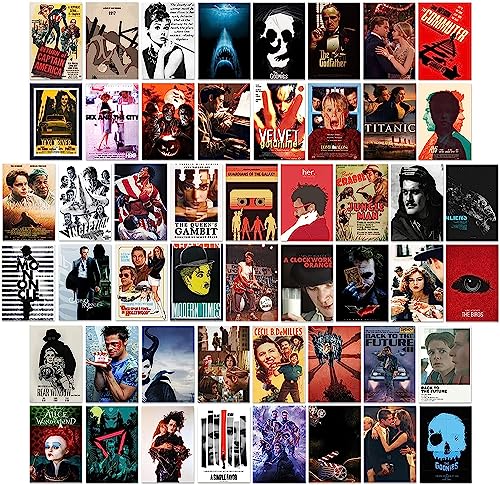 ROHASID 50PCS Movie Posters Film Collage Kit Aesthetic Pictures for Wall Movie Photo Collection for Adult Teen Room Decoration Birthday Valentines Day Gift, 4x6in