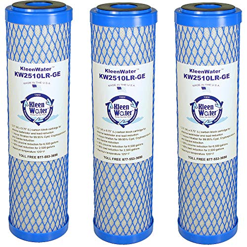 KleenWater Carbon Block Water Filter Replacement Cartridges, Compatible with OmniFilter CB1 and CB3, Made in the USA, Pack of 3