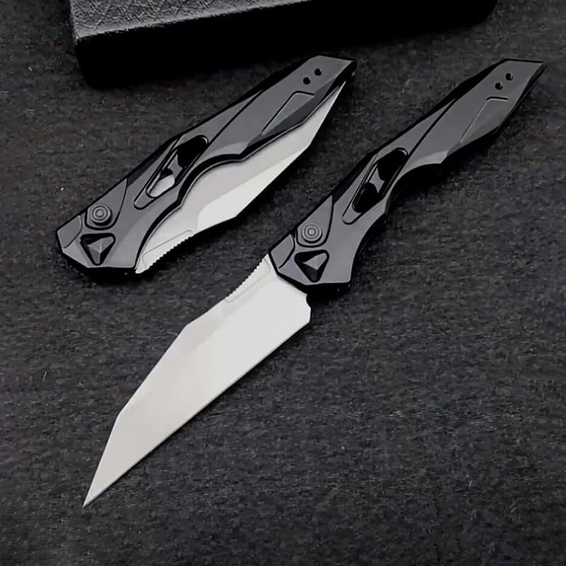 3.54' D2 Reverse Tanto Blade Black Aluminum Alloy Handle Folder Opening,Folding Knife with Reversible Pocket Clip,Everyday Carry for Camping,Gift for Men
