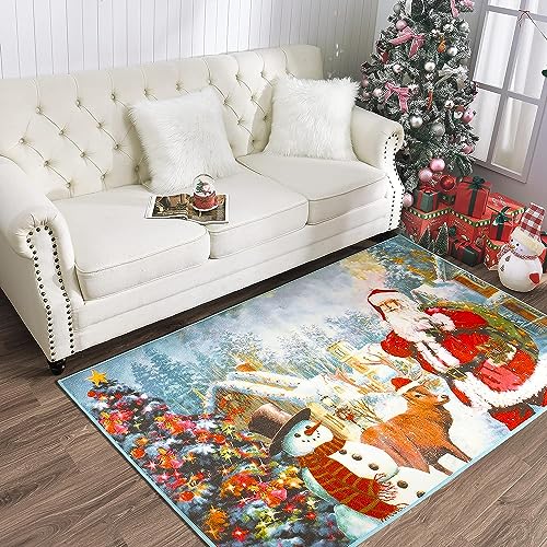 Noahas 3x5 Indoor Christmas Rug,Christmas Area Rugs for Living Room,Christmas Kitchen Rugs and Mats,Red Christmas Rugs for Bedroom,Washable Floor Carpet Christmas Decorations