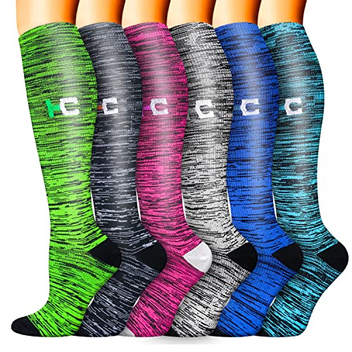 Copper Compression Socks for Women & Men 6 Pairs 15-20 mmHg is Best For Graduated Athletic, Running, Travel, Flight, Nurses (Small/Medium)
