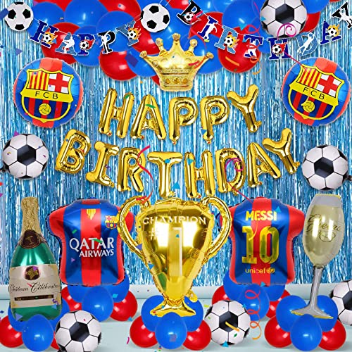 GoGoGoodie Soccer Birthday Party Supplies,Barcelona Birthday Decorations La Liga Soccer League Celebration Balloon for Soccer Fans Best Gift