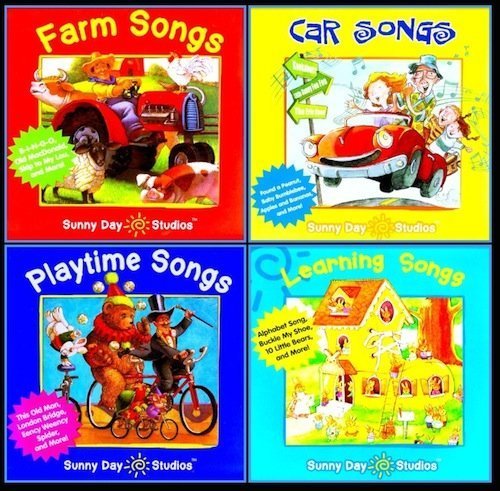 Kids Songs: Sunny Day Studios'Farm Songs, CarSongs, Learming Songs, Playtime Songs' 4 Disc Set