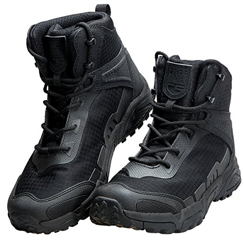 FREE SOLDIER Men's Waterproof Hiking Boots 6 Inches Lightweight Work Boots Military Tactical Boots Durable Combat Boots (Black, 10.5 US)