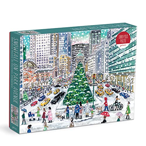 Galison Michael Storrings Snowfall on Park Avenue 1000 Piece Puzzle from Galison - Perfect Holiday Puzzle for Adults, Beautifully Illustrated Winter Scene of Park Avenue, New York, Fun Indoor Activity