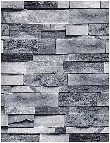 MS magic 17.7'×236' Vintage Gray Brick Wallpaper Self Adhesive Film Brick Peel and Stick Wallpaper Brick Faux Textured Wallpaper Stone Look Wallpaper
