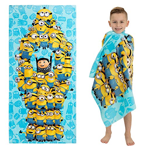 Franco Kids Super Soft Cotton Bath/Pool/Beach Towel, 58 in x 28 in, Minions The Rise Of Gru