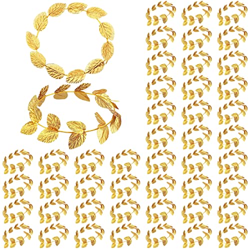 Unittype Roman Laurel Toga Head Wreath Goddess Headpiece Circlet Gold Leaf Crown Golden Greek Emperor Crown Toga Headwear (24 Pcs)