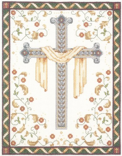 Janlynn 10235 His Cross Counted Cross Stitch Kit-8'X10' 14 Count,White