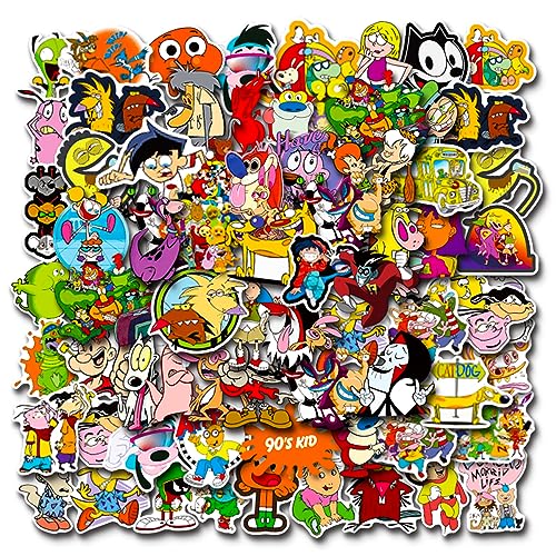 90S Cartoon Stickers 100PCS Vinyl Waterproof Stickers for Laptop,Bumper,Skateboard,Water Bottles,Computer,Phone,Cartoon Anime Stickers for Kids Teens Adult