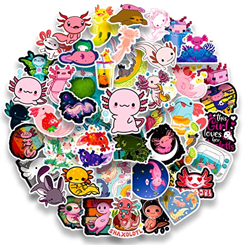 Acekar Axolotl Stickers,50 PCS Cute Axolotl Waterproof Stickers,Vinyl Stickers for Water Bottle,Laptop,Phone,Skateboard Stickers for Teens Girls Kids