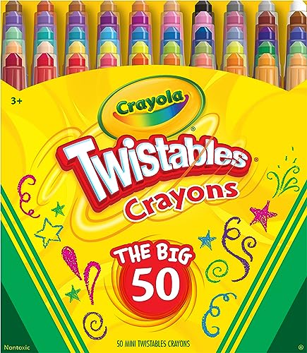 Crayola Mini Twistables Crayons (50ct), Kids Art Supplies, Easter Basket Stuffers, Crayons for Toddlers & Kids, Gifts, 3+