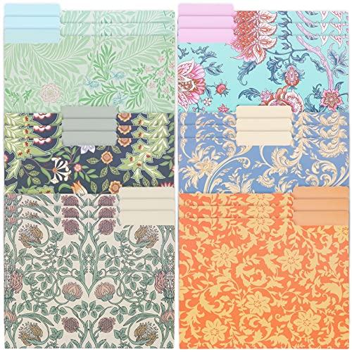 EOOUT 18pcs Floral File Folders Letter Size, Decorative File Folders for Documents with 1/3 Tabs Manila 9.5x11.5 Inches William Morris Patterns for Notes Office School Home